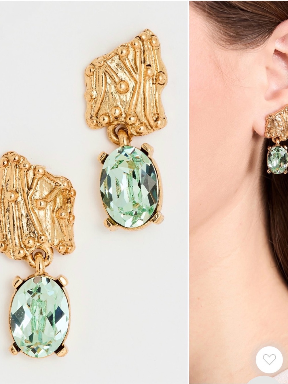 OSCAR DE LA RENTA • Enoki Shield Crystal Drop Earrings in Peridot Green. - Picture 2 of 6